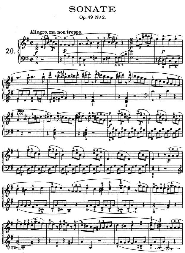 第二十钢琴奏鸣曲-Op.49 No.2-贝多芬1