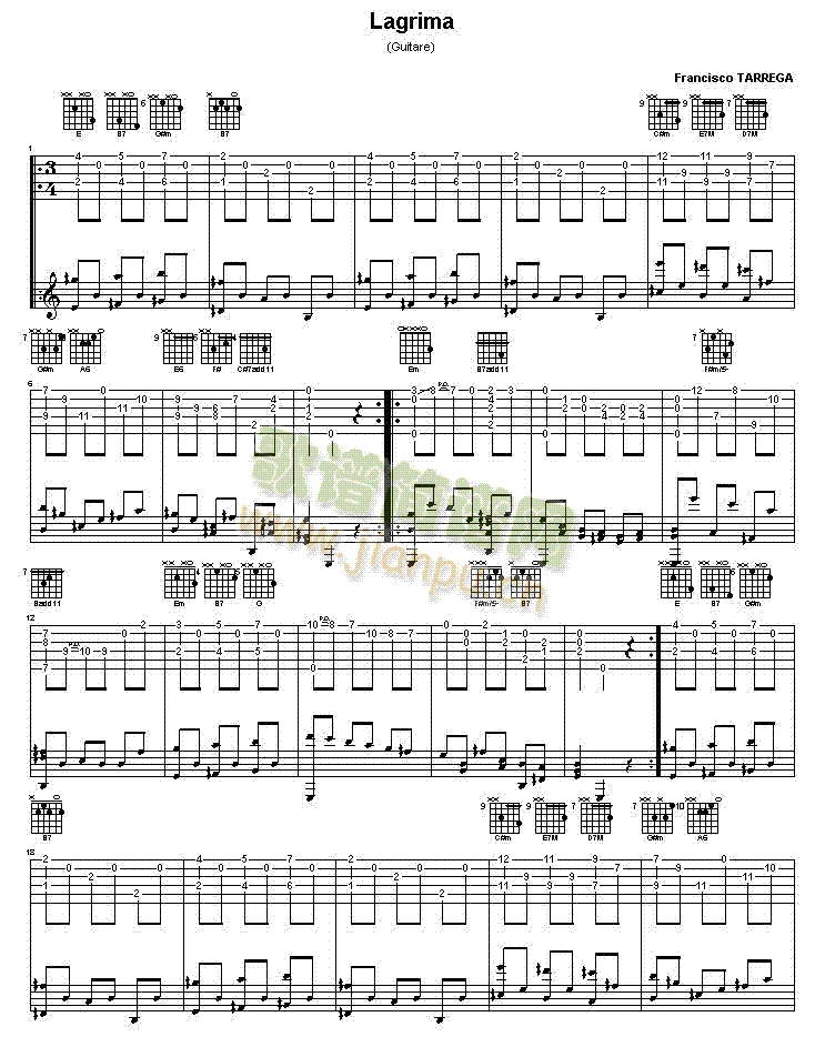 Lagrima吉他谱( GTP 六线谱)1