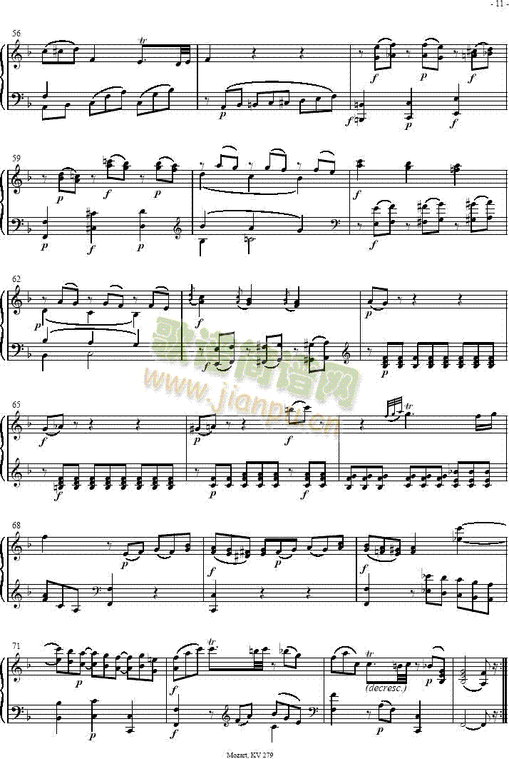 奏鸣曲 Sonatas K279 Mvt.24