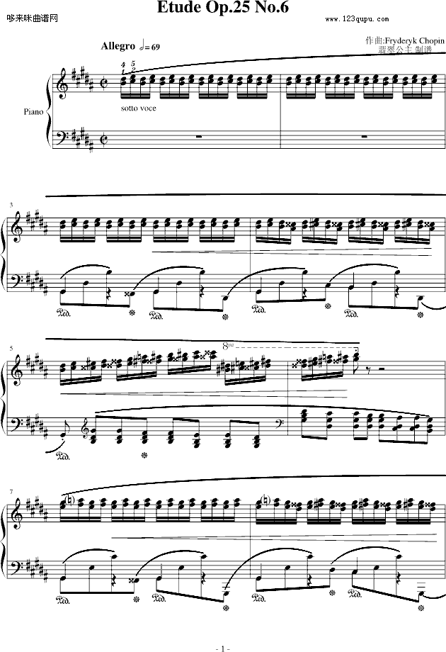 肖邦练习曲 Op.25 No.6-肖邦1