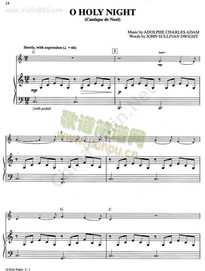 3.O HOLY NIGHT 钢琴伴奏谱1