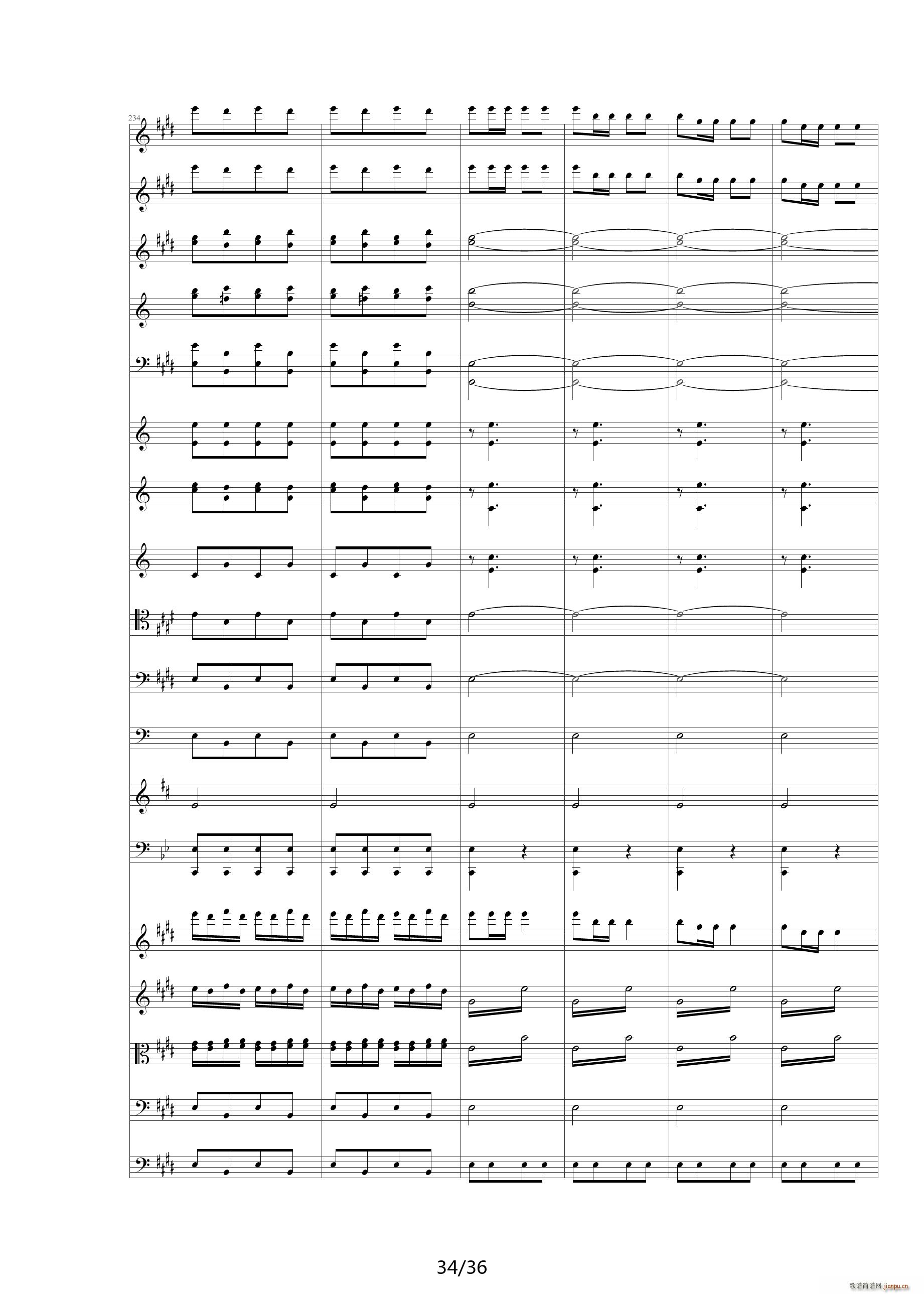 威廉退尔序曲原版扒谱 E调34