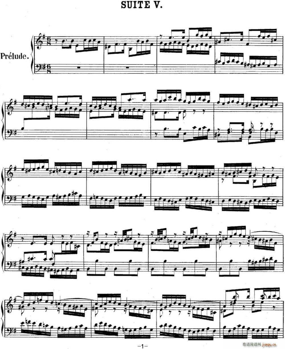 英国组曲No 5 巴赫 e小调 5th Suite BWV 8101