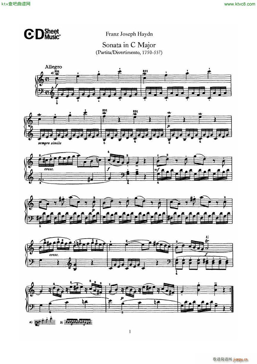 Haydn Joseph Sonata no 1 in C Major1
