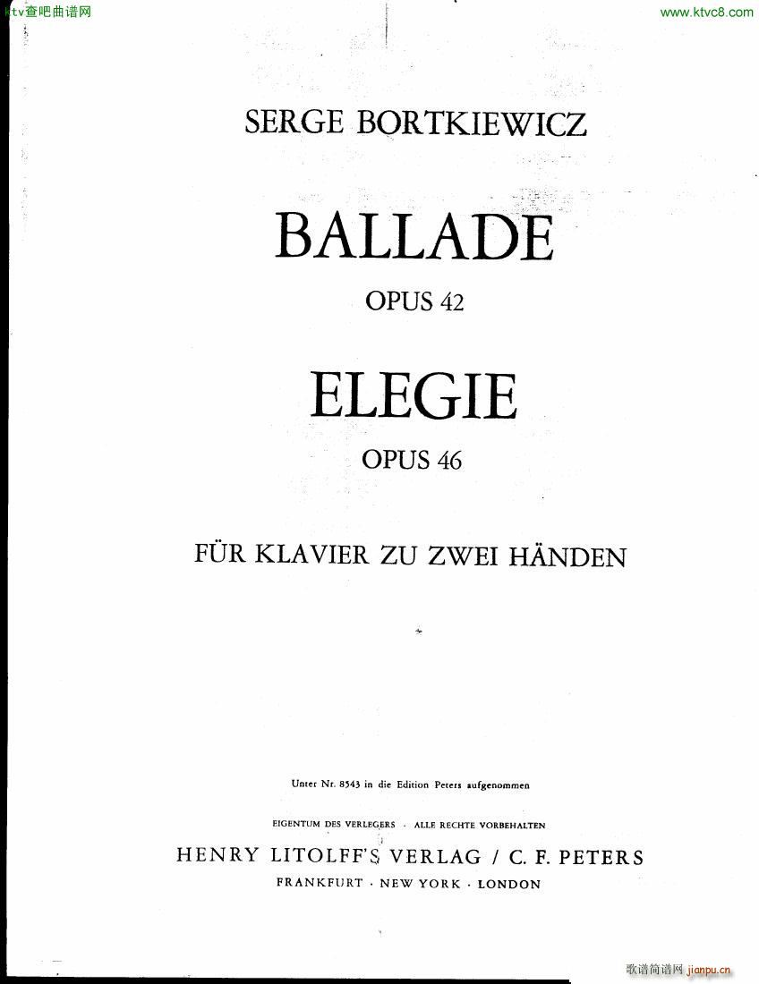 Bortkiewicz Op 42 Ballade and Op 46 Elegie1