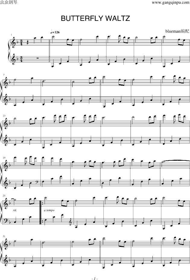 Butterfly Waltz-钢琴谱(钢琴曲)-Brian Crain1