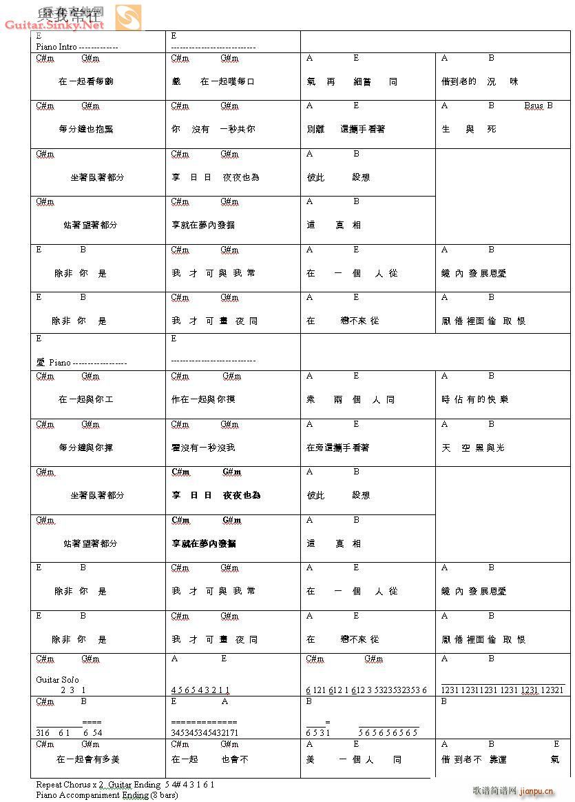 与我常在 chord and solo_陈奕迅1
