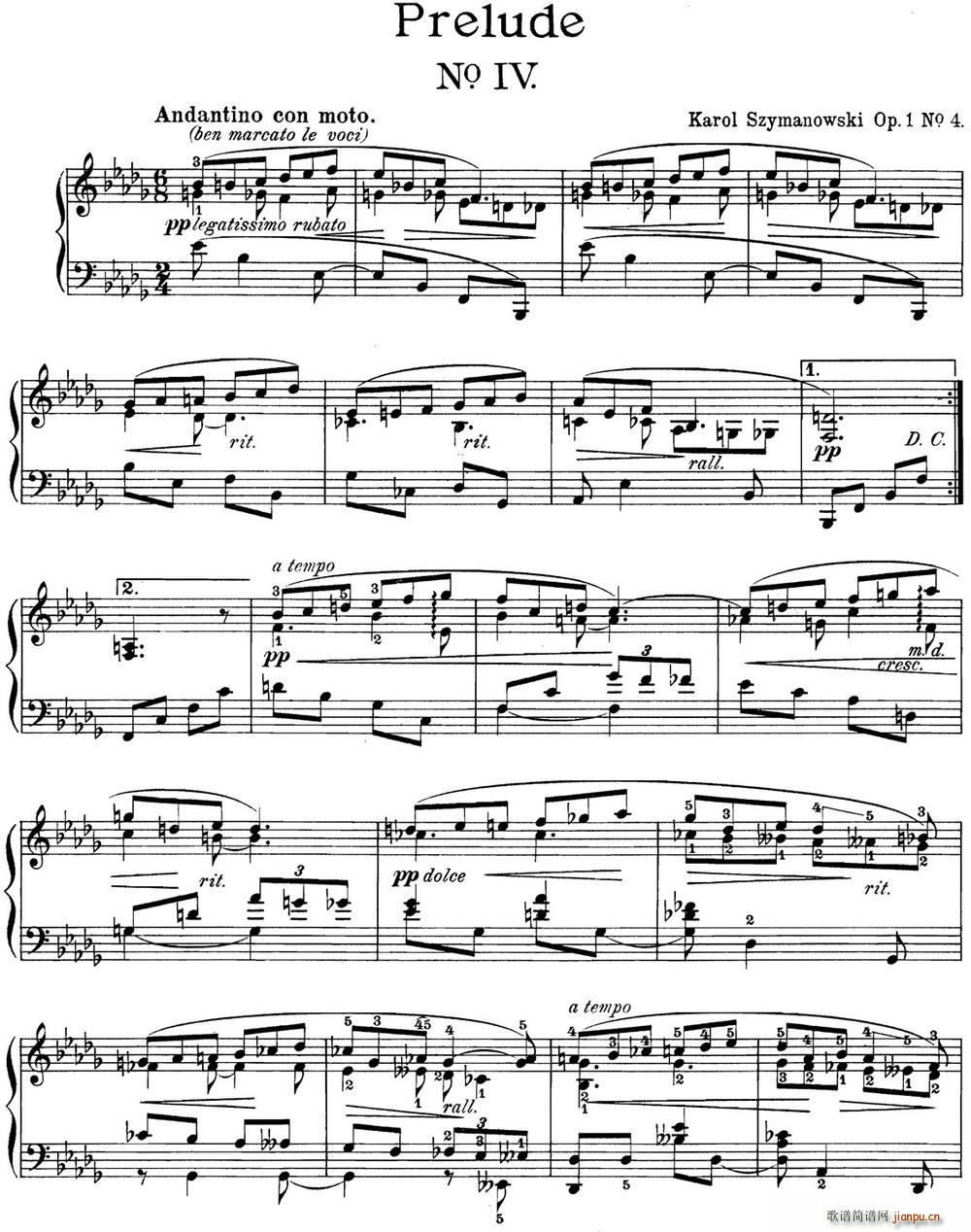 希曼诺夫斯基 9首钢琴前奏曲 Op 1 No 41