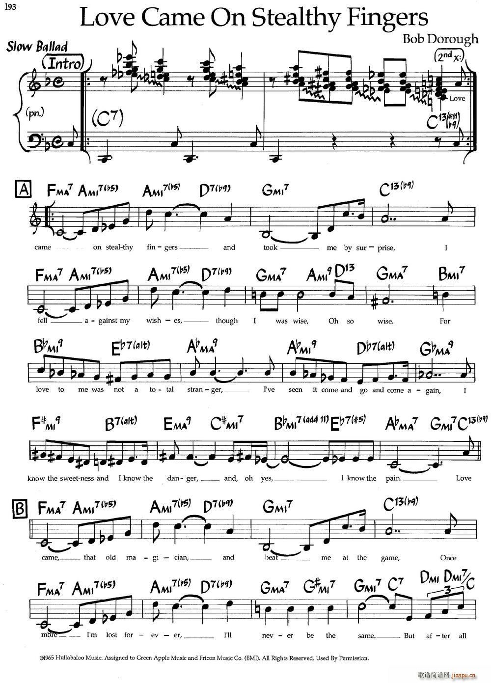 Love Came On Stealthy Fingers（爵士钢琴曲）1