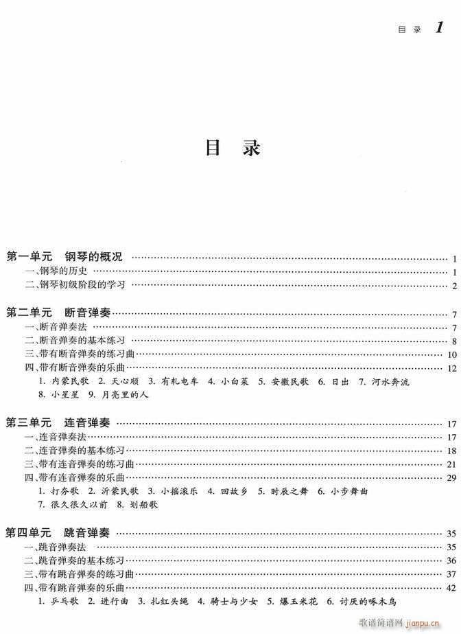 大众钢琴基础教程 目录 1-601