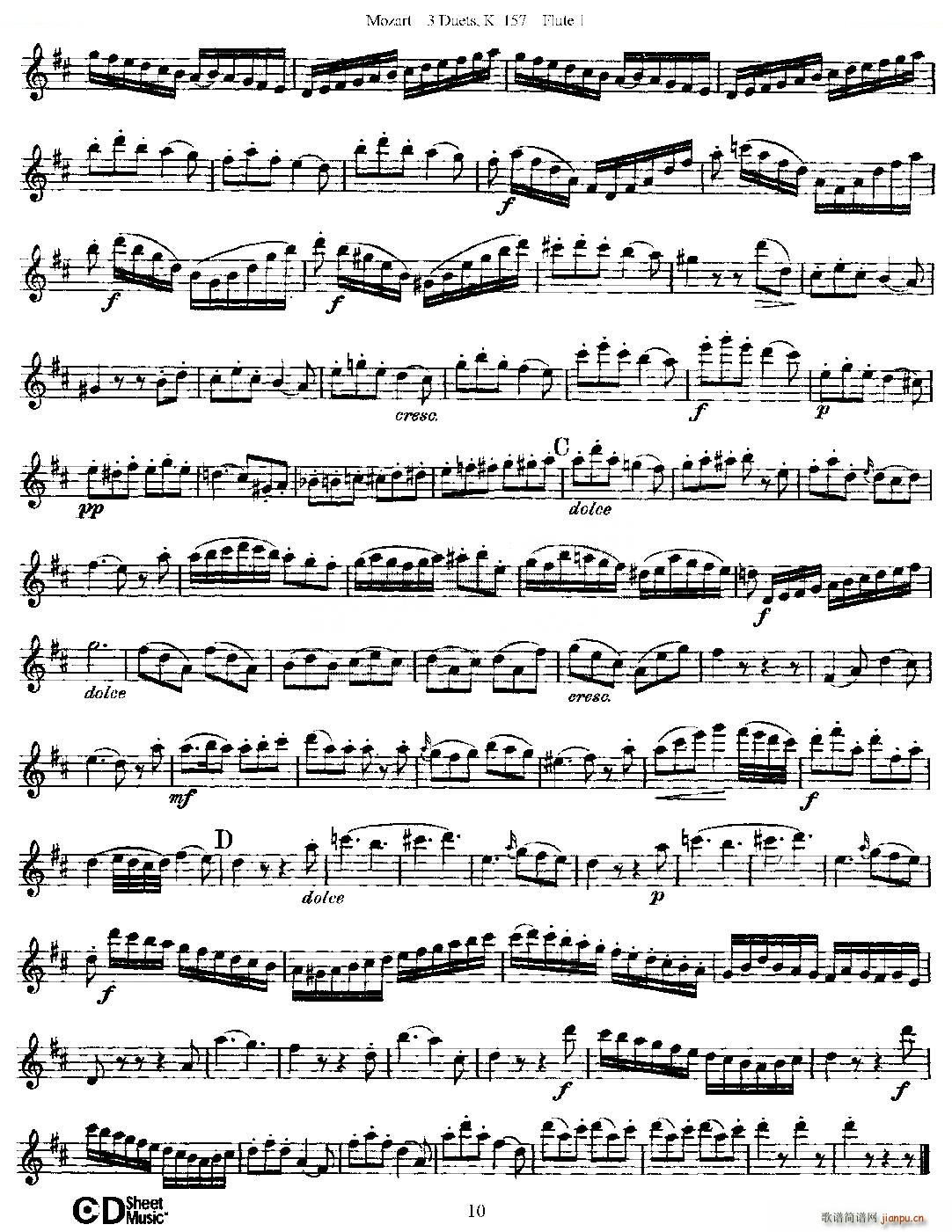 3 Duets K 157 之第一长笛（二重奏三首 K157号） 铜管10