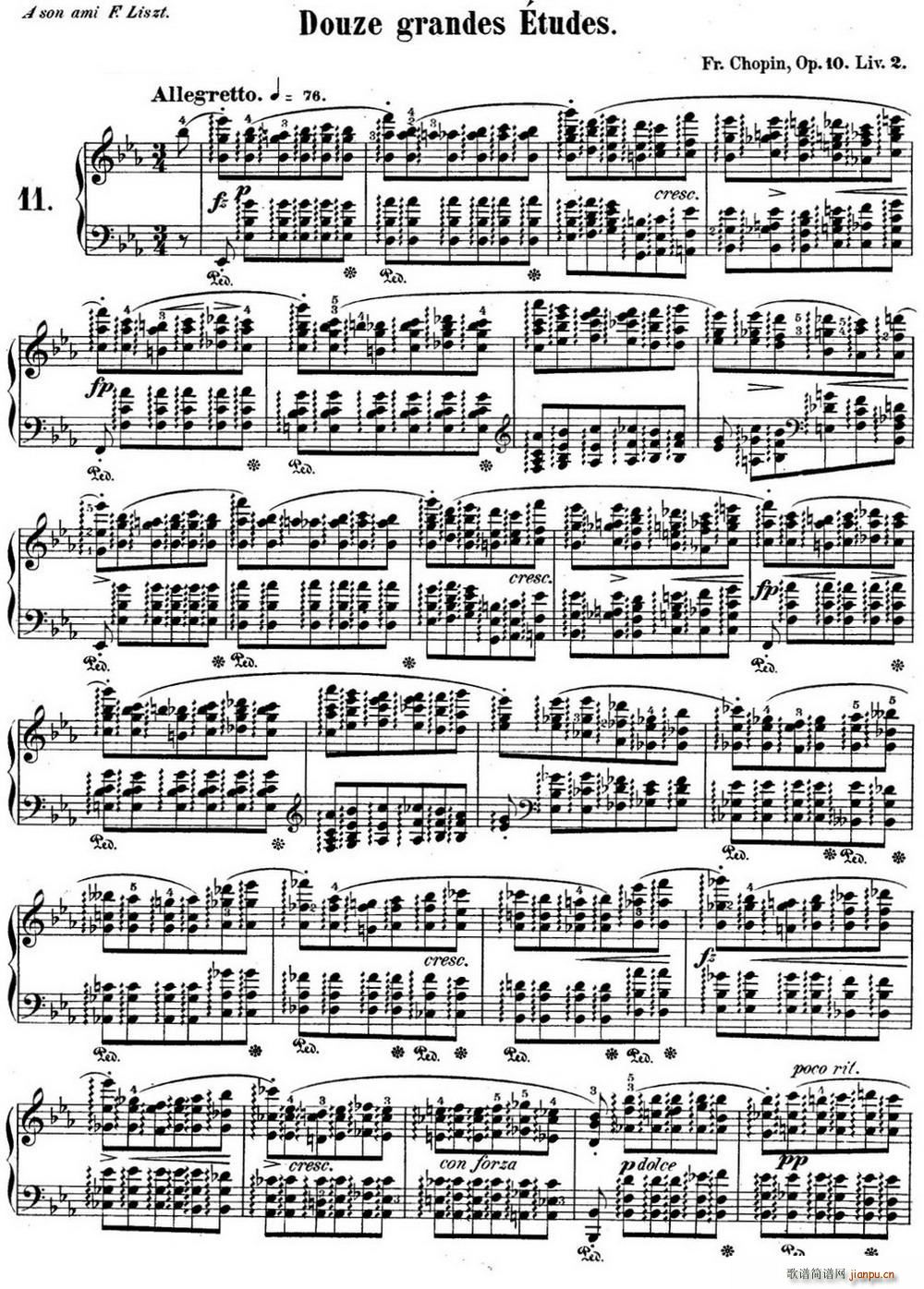 肖邦练习曲11 Op 10 No 11 降E大调 Eb major1