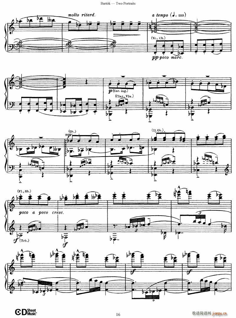 Bartok SZ 37 Two Portraits op 516