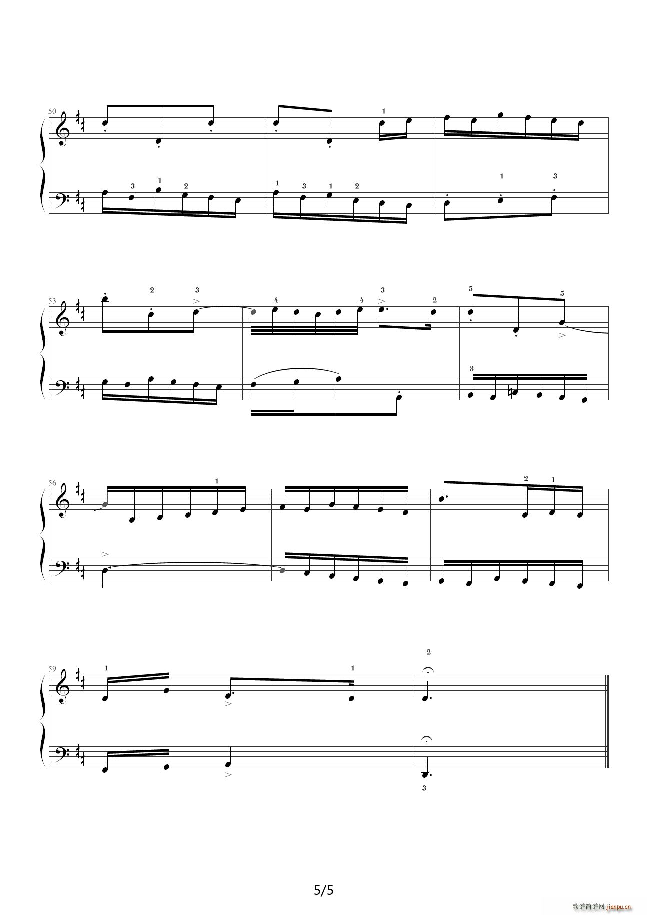 巴赫二部创意曲3 D调5