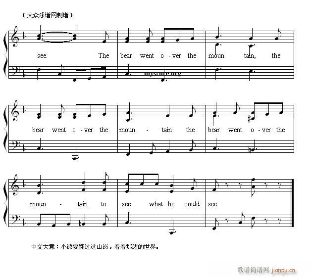 英文儿歌弹唱 The bear went over the mountain(小熊登山)2