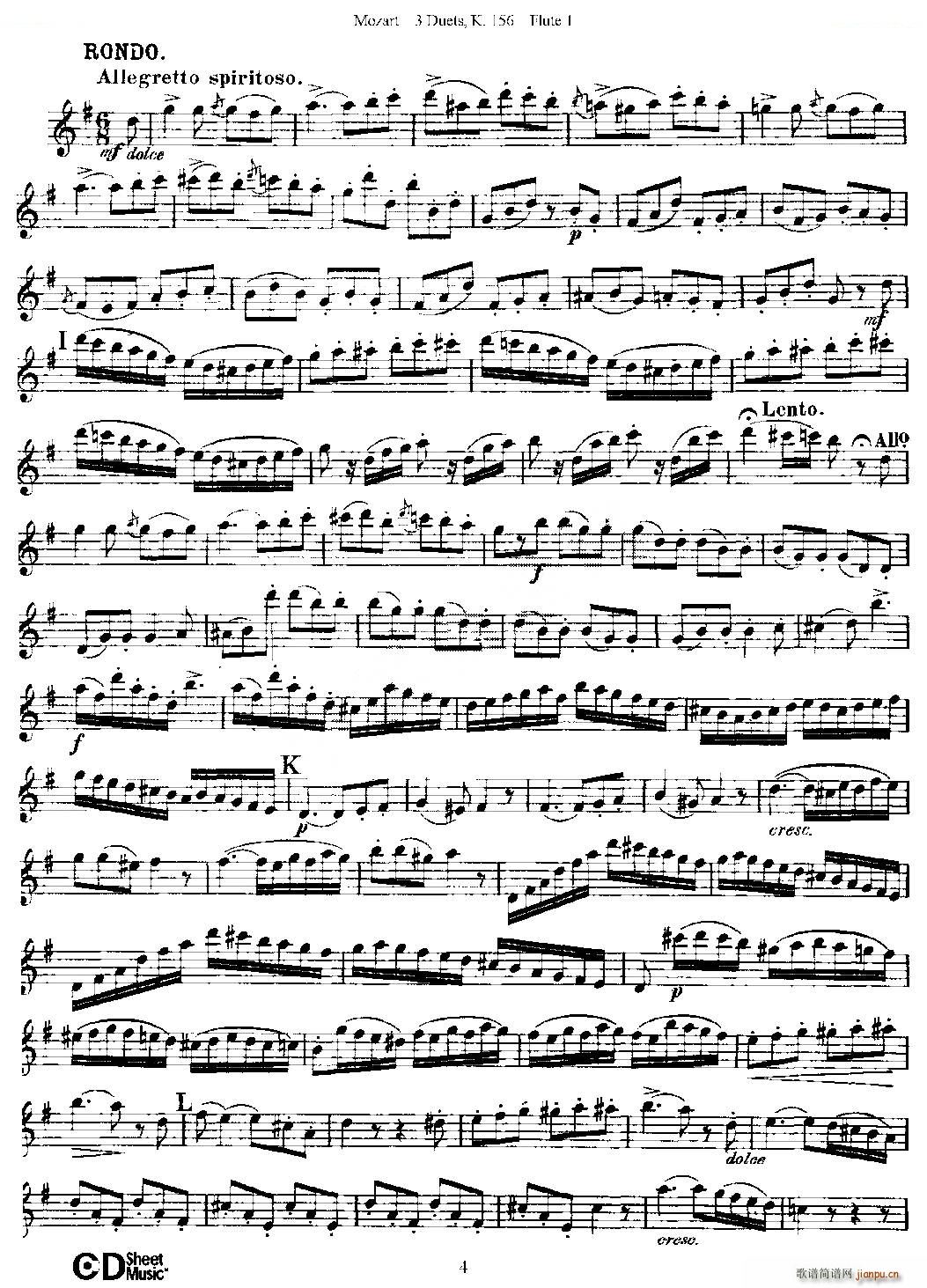 3 Duets K 156 之第一长笛（二重奏三首 K156号） 铜管4