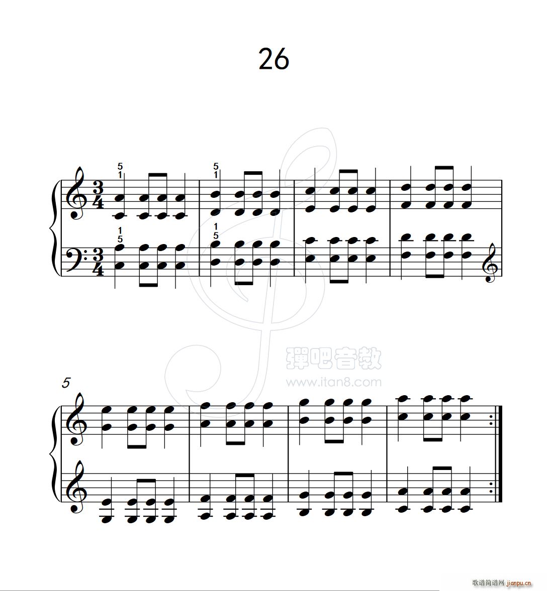 双音练习 26(儿童钢琴手指练习 2)1