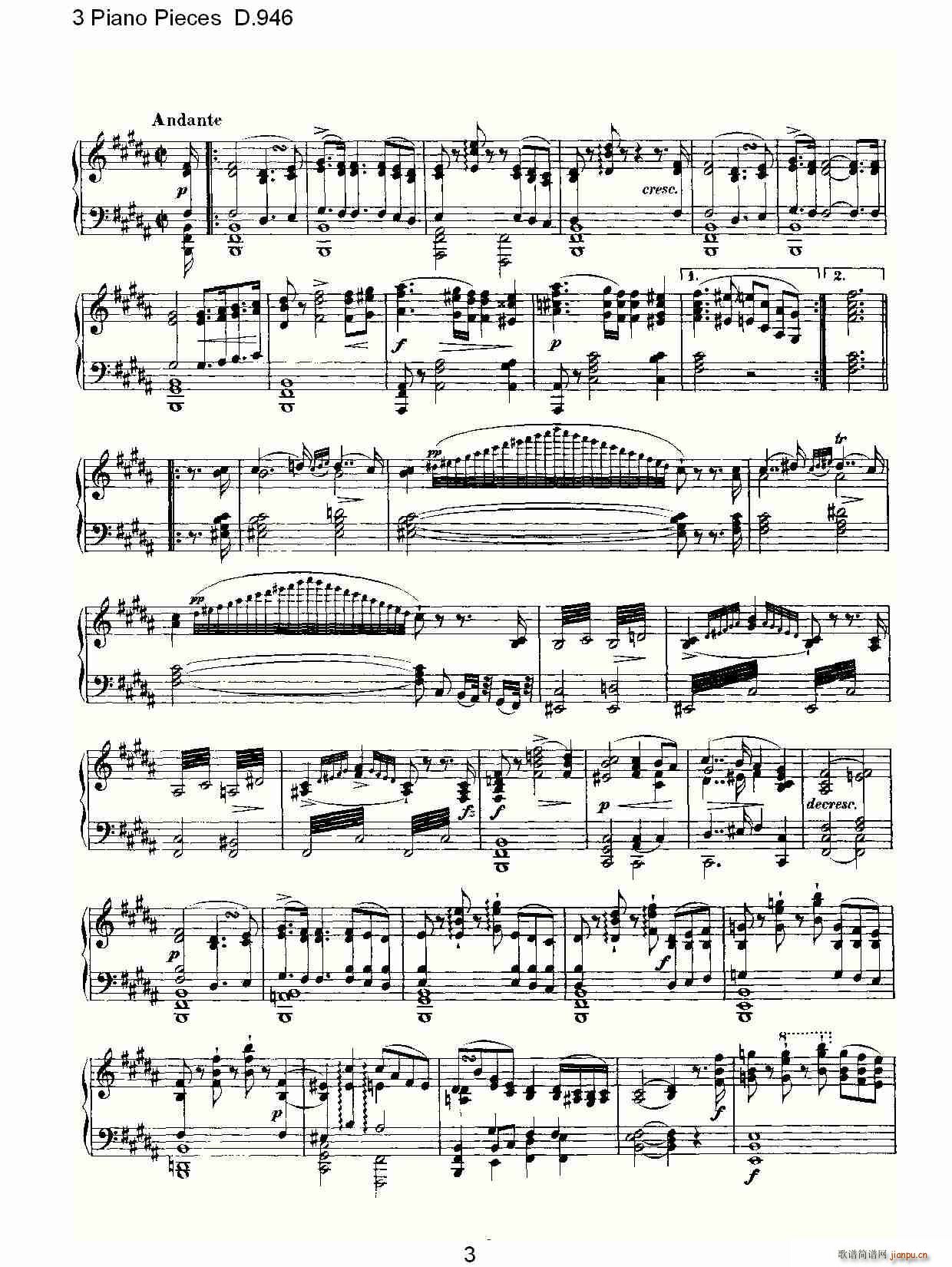 3 Piano Pieces D.946（钢琴三联奏D.946）3