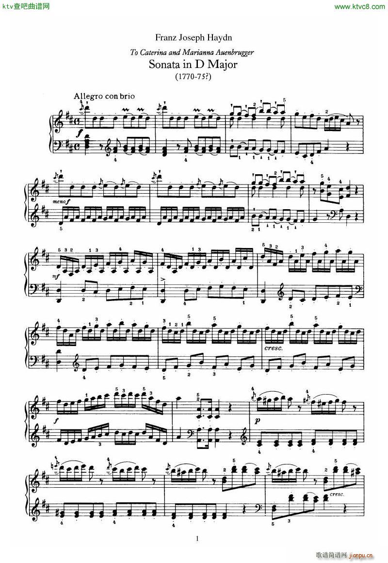 Haydn Piano Sonata No 37 In D1