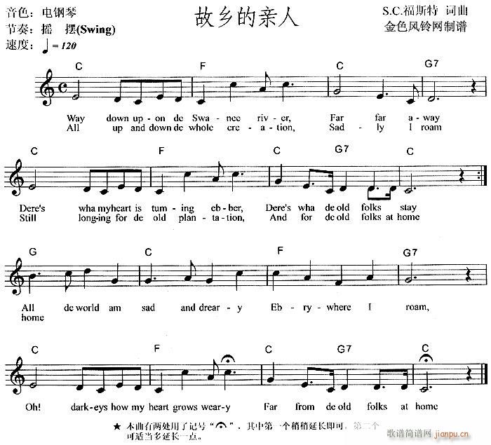 电子琴-故乡的亲人1