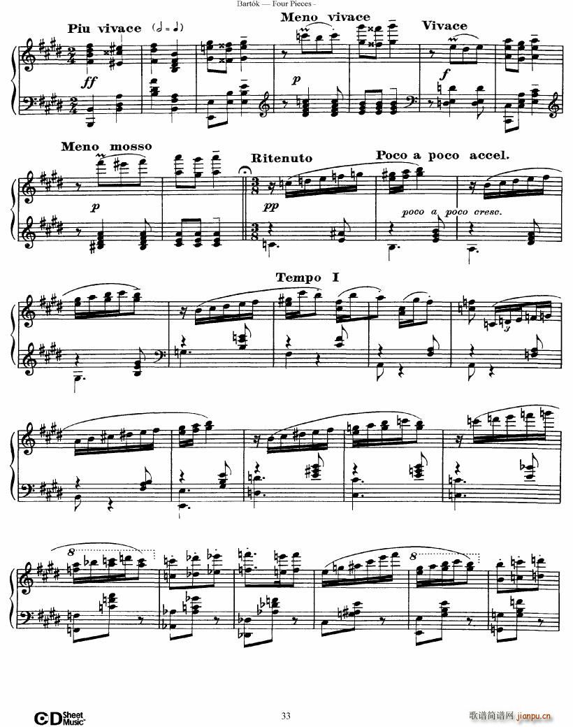 Bartok DD 71 Four Piano Pieces33