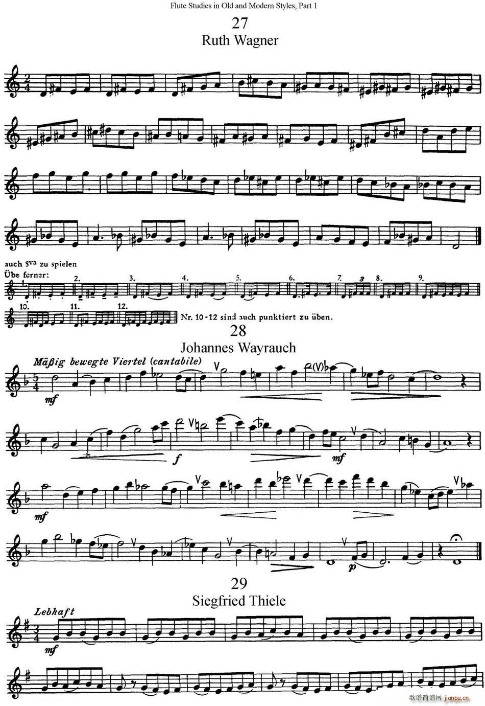 斯勒新老风格长笛练习重奏曲(第一部分)(NO 27-NO 31)1