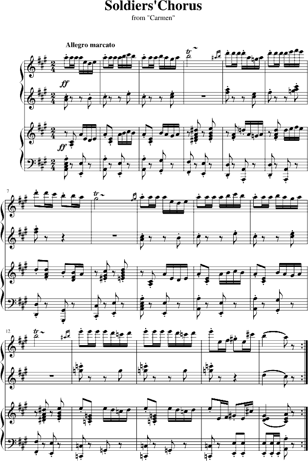 卡门序曲- 四手联弹-钢琴谱(钢琴曲)-比才-Bizet1
