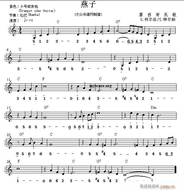 世界名曲双谱式 燕子1
