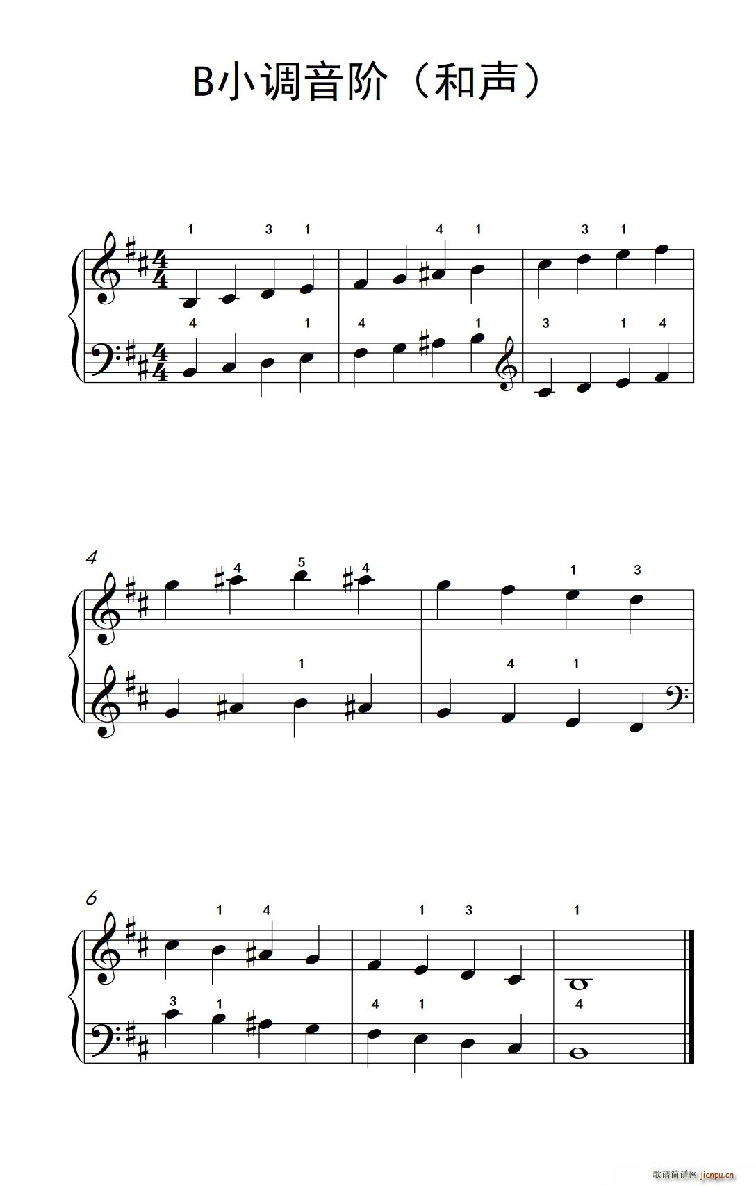 B小调音阶(和声)(儿童钢琴练习曲)1