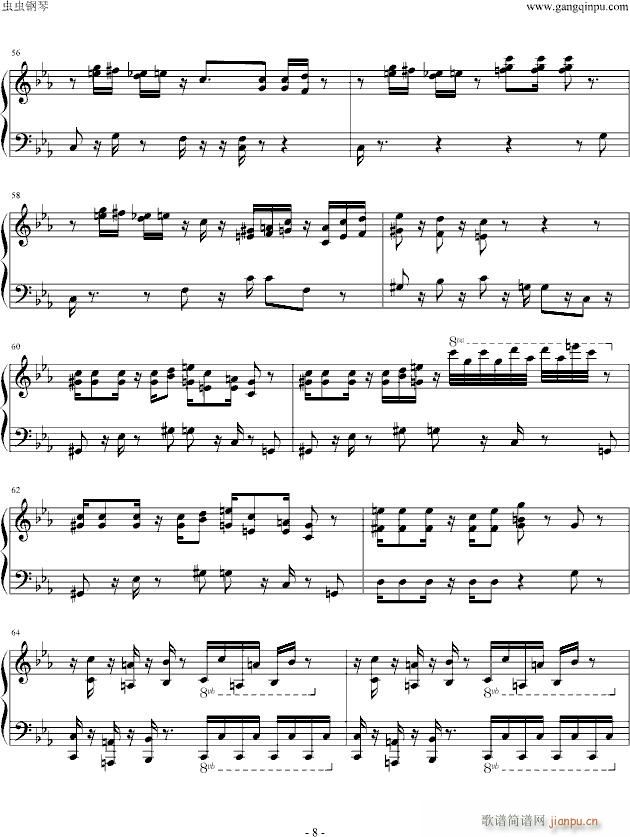 金曲奖杰伦宇豪双钢琴曲（单钢琴谱）_周杰伦8