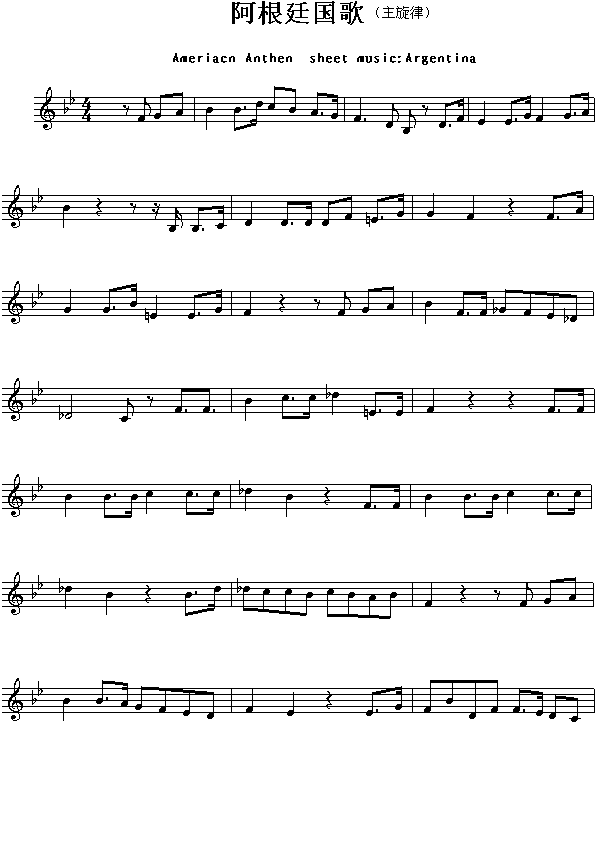 阿根廷国歌（Ameriacn Anthen sheet music:Argentina）1
