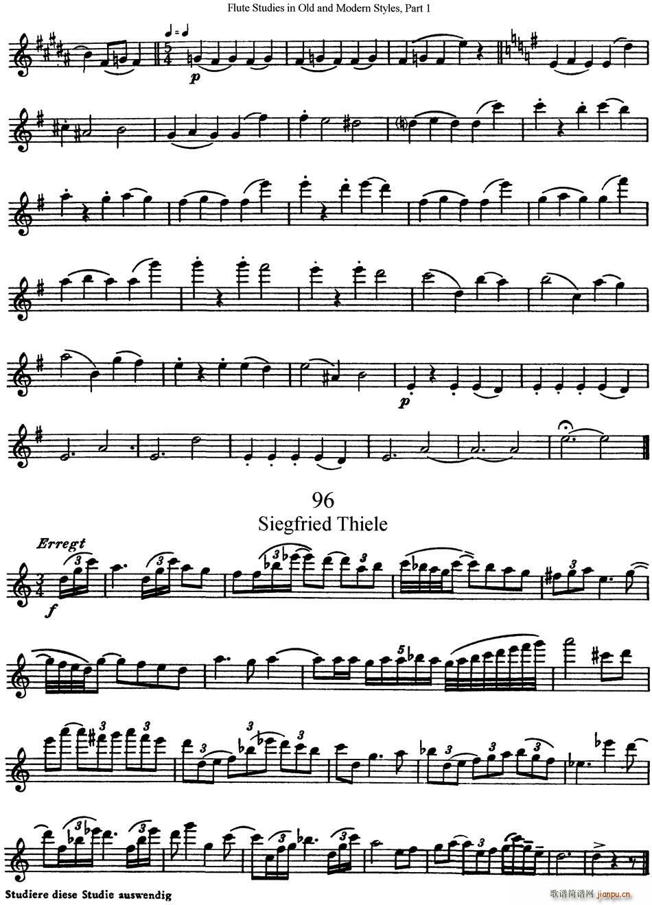 斯勒新老风格长笛练习重奏曲(第一部分)(NO 95-NO 96) 长笛2