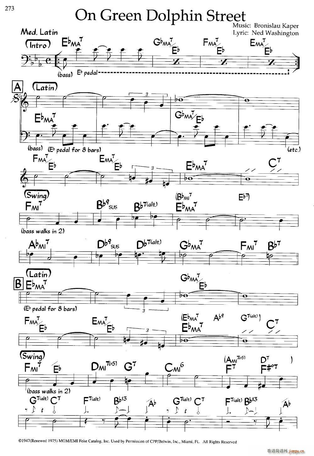 On Green Dolphin Street(爵士钢琴曲)1