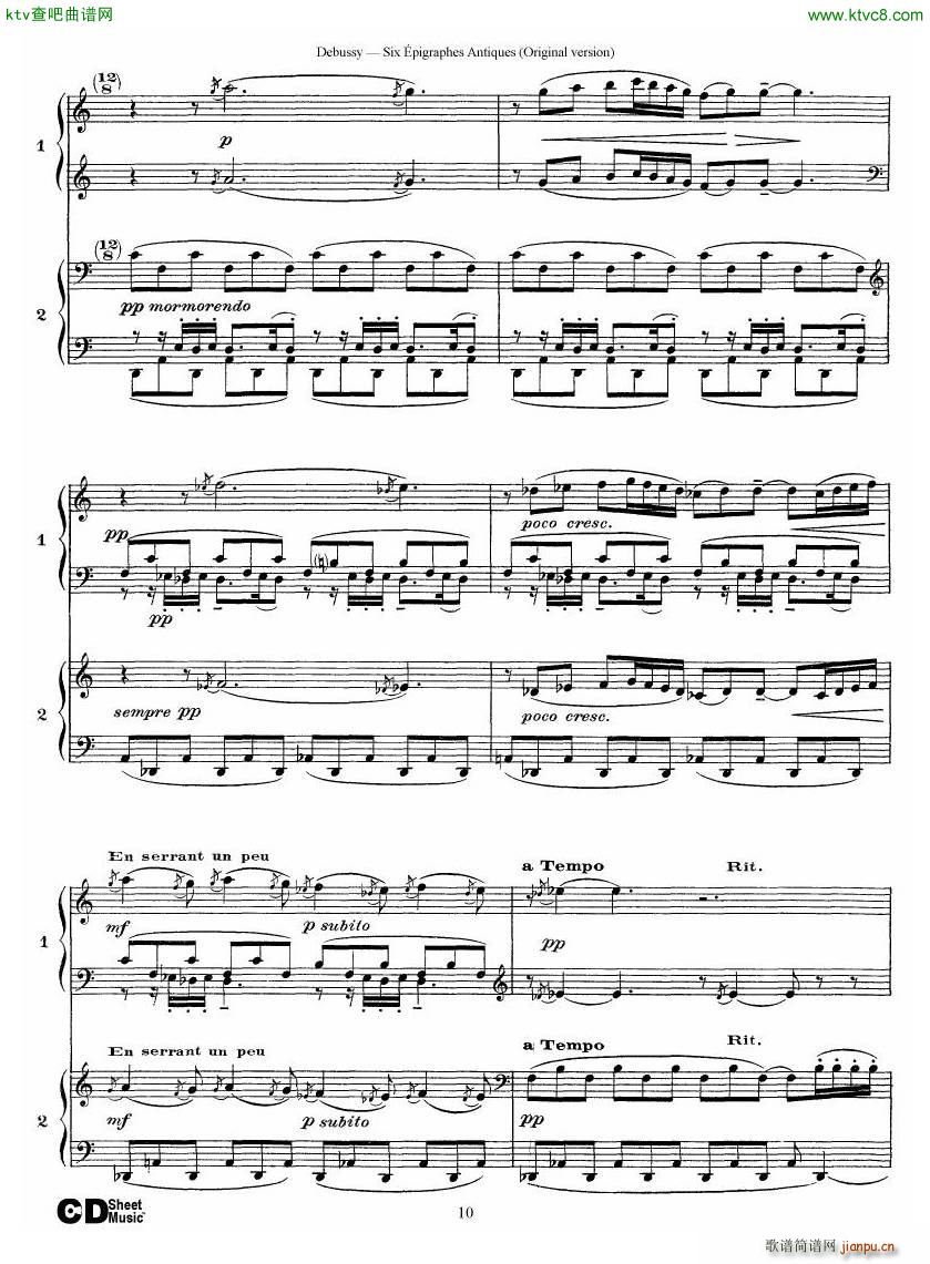 Debussy Six épigraphes Antiques 2 Piano s10
