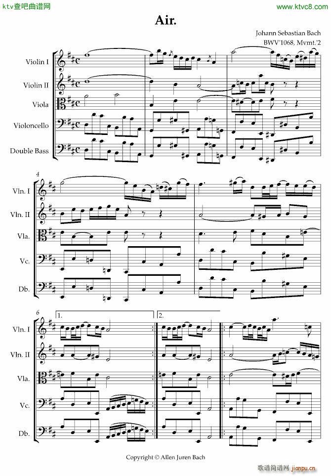 g弦之歌原版_巴哈 Bach Johann Sebastian1