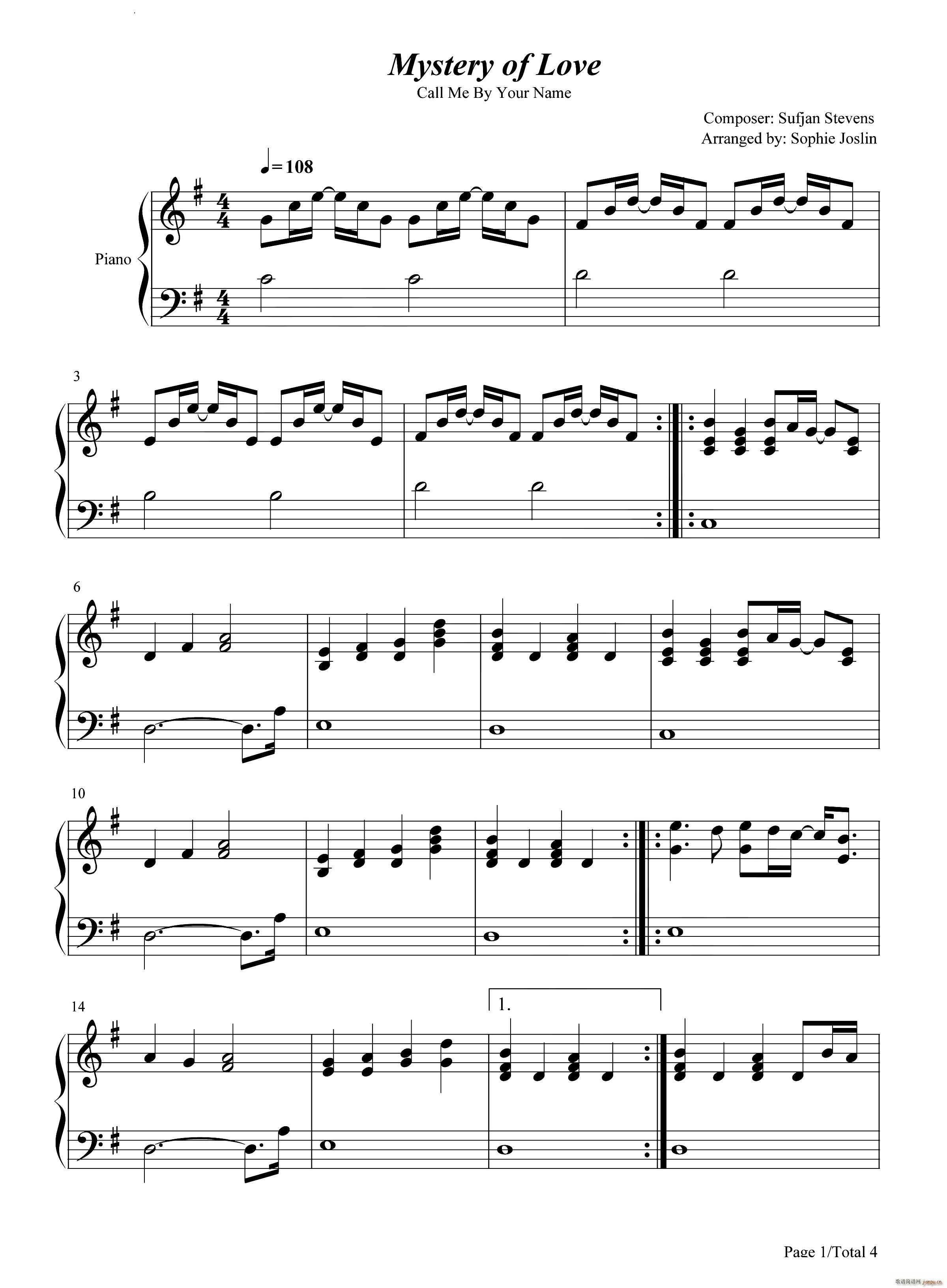 Mystery of Love爱的奥秘请以你的名字呼唤我插曲_Sufjan Stevens1