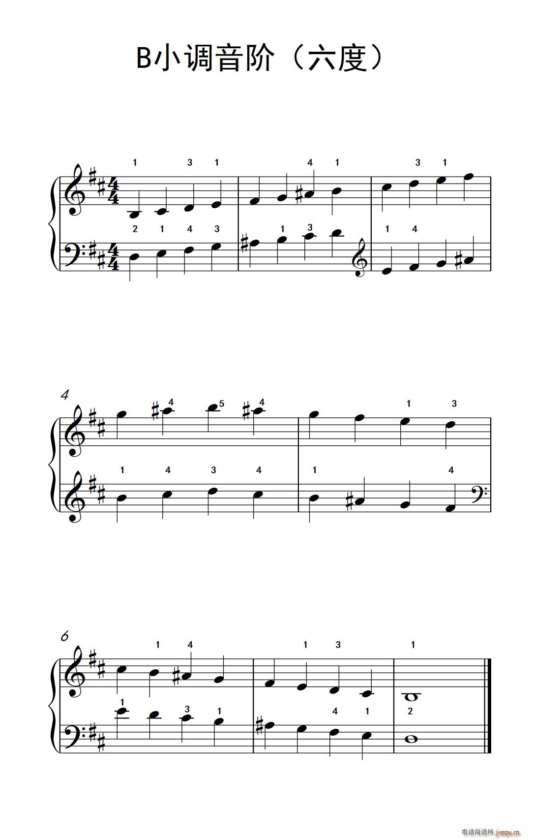 B小调音阶(六度)(儿童钢琴练习曲)1