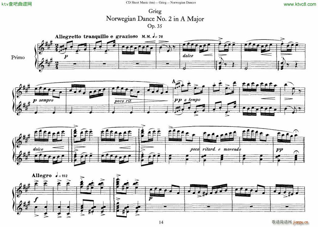 Grieg Norwegian Dance Op 35 1 4 Duet14