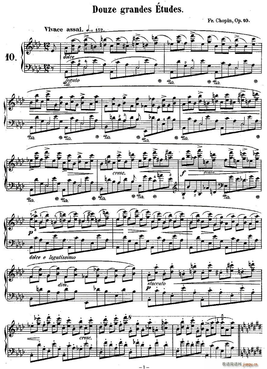 肖邦钢琴练习曲，Op.10之十1