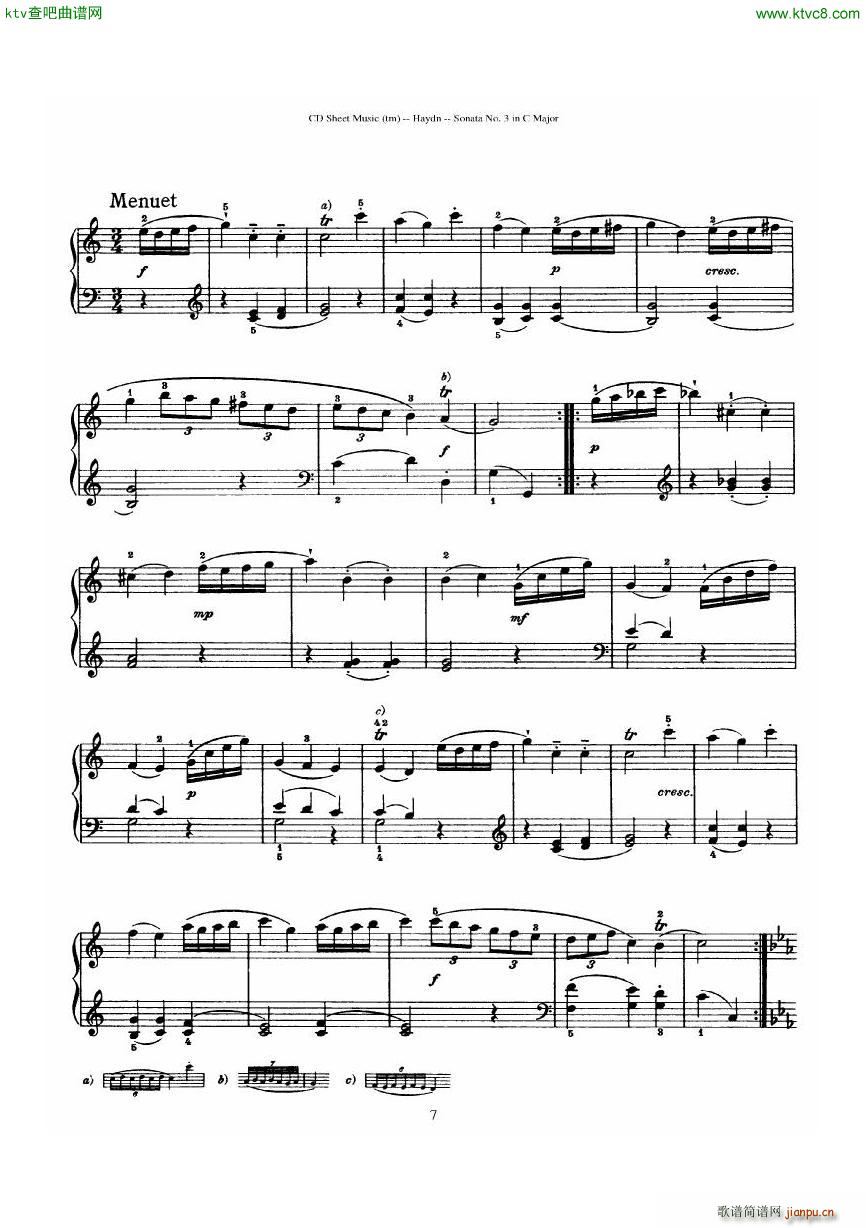 Haydn Joseph Sonata no 3 in C Major7