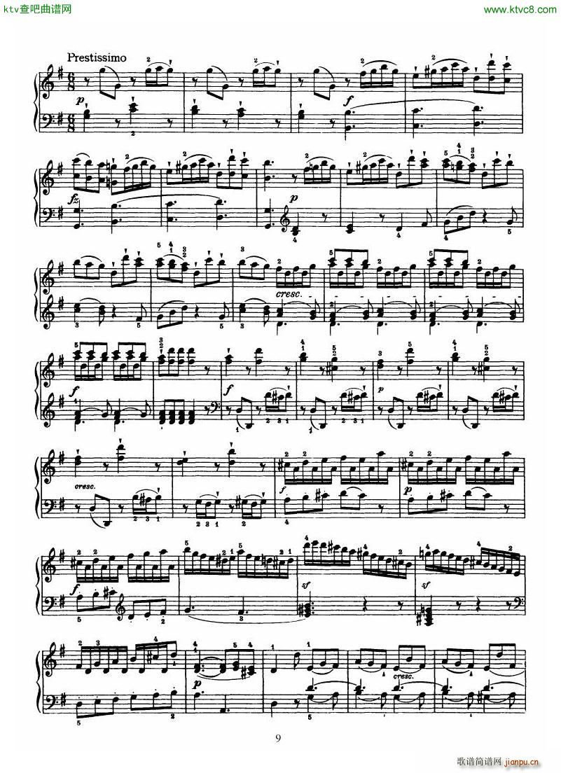 Haydn Piano Sonata No 39 In G9
