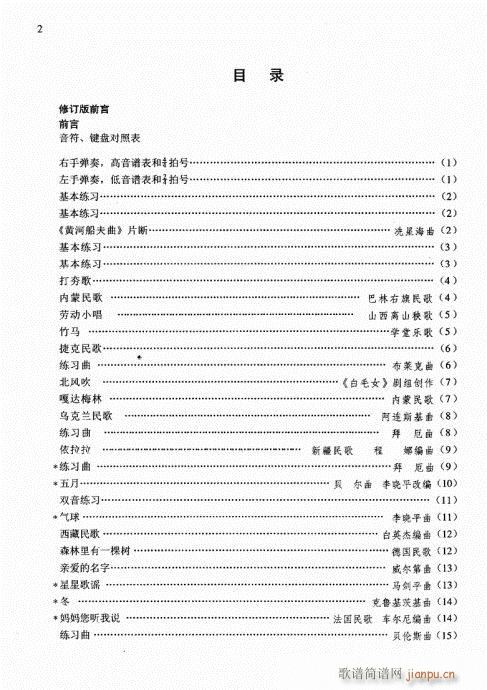钢琴基础教程  一  （修订版）目录1-201