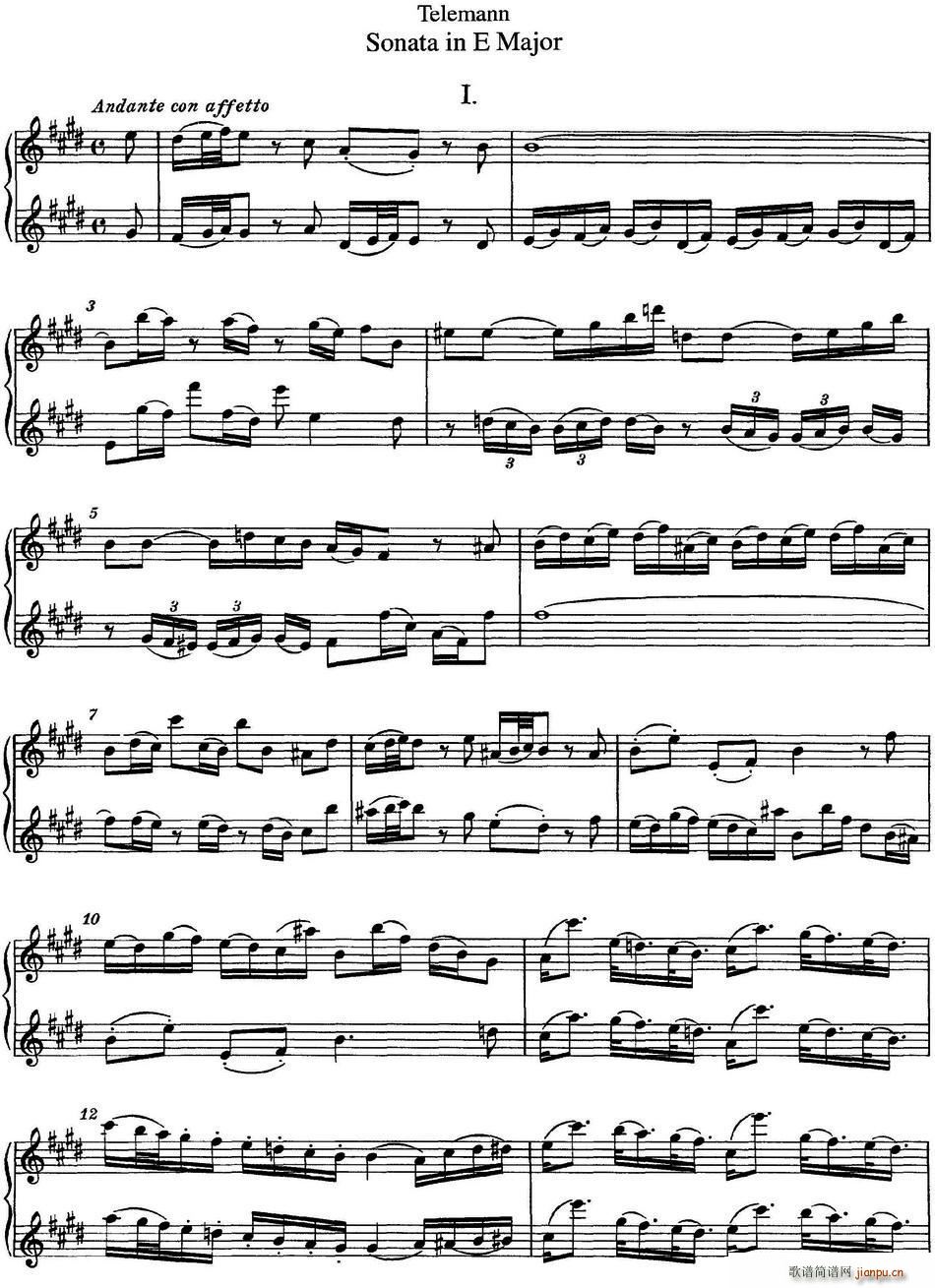 台莱曼E大调双长笛奏鸣曲 (No 1)1