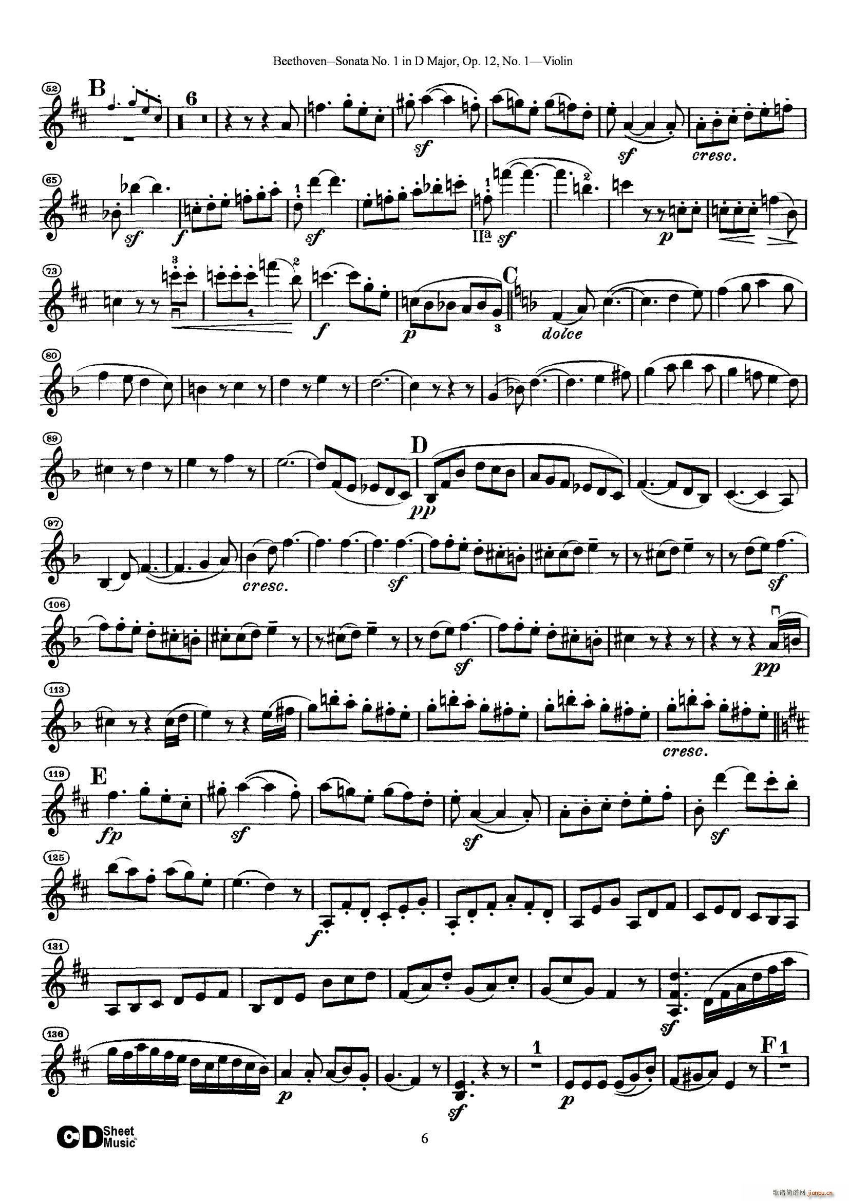 D大调第一小提琴奏鸣曲6