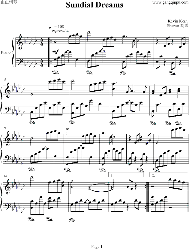 Sundial Dreams-钢琴谱(钢琴曲)-Kevin Kern1