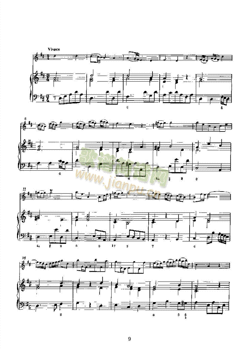 D大调第六奏鸣曲（钢伴） 管乐类 长笛9