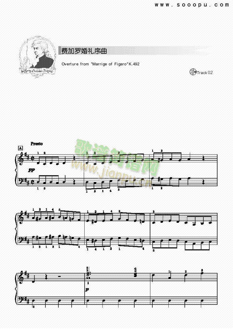 费加罗婚礼序曲-简易版 键盘类 钢琴1