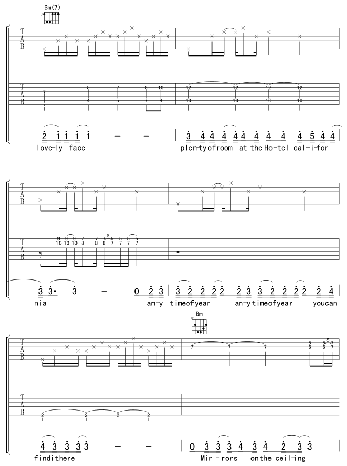 Hotel California 加州旅馆吉他谱( 六线谱)6