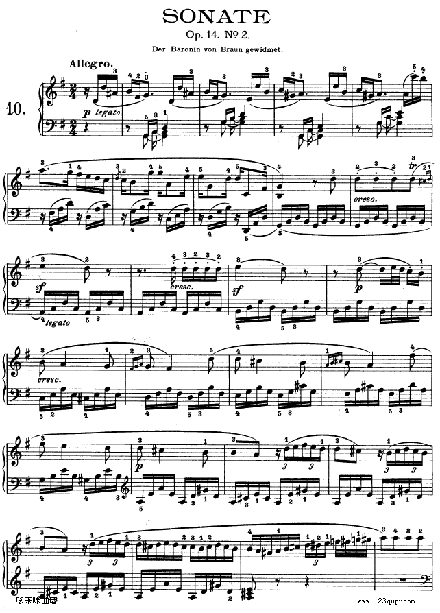 G大调第十钢琴奏鸣曲　Op. 14 No--2-贝多芬1