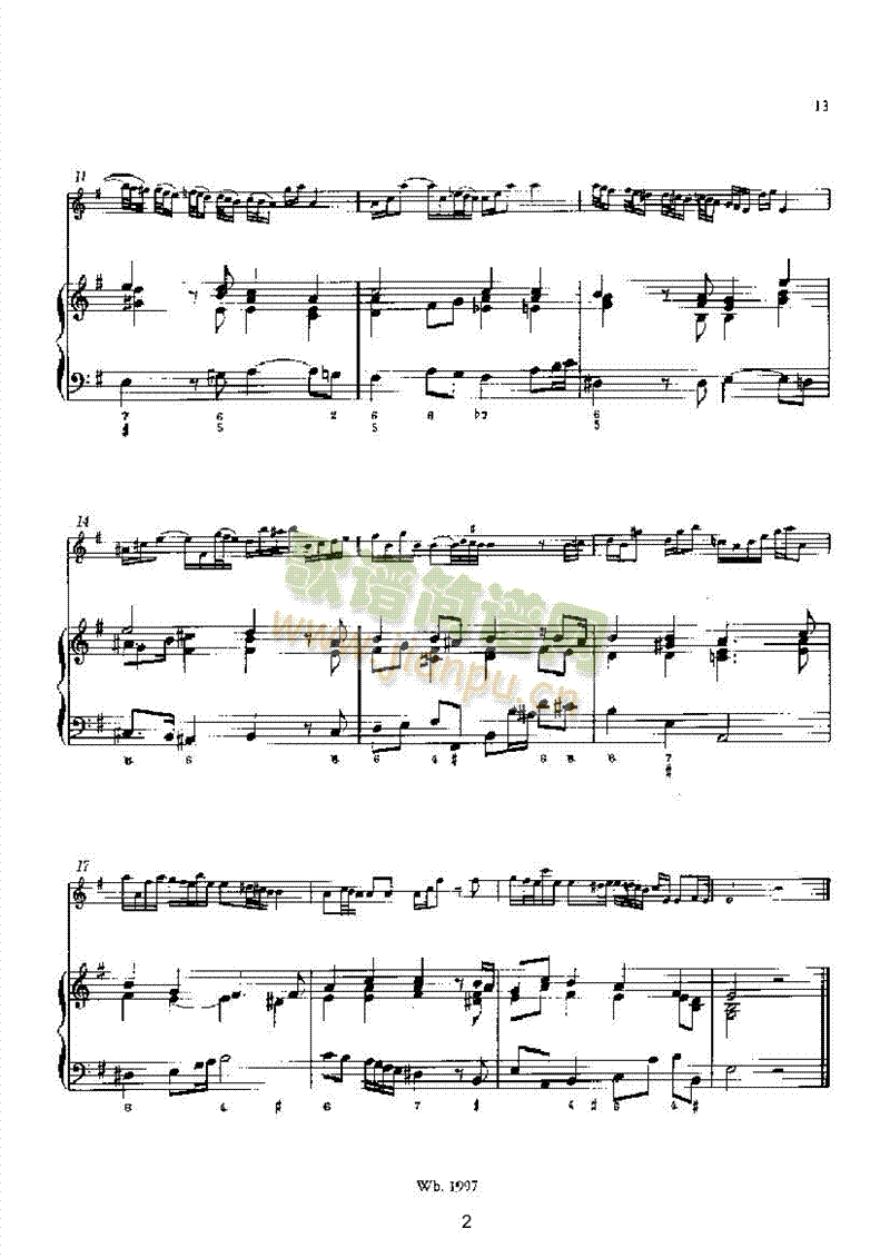 D大调第五奏鸣曲（钢伴） 管乐类 长笛2